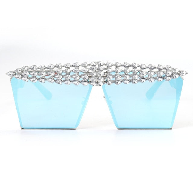 Calanovella Stylish Crystal Diamond Rhinestones Square Sunglasses