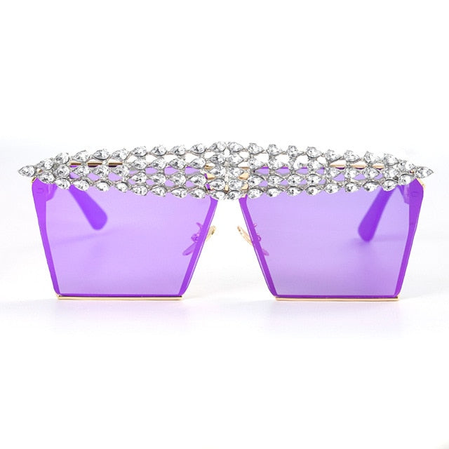 Calanovella Stylish Crystal Diamond Rhinestones Square Sunglasses