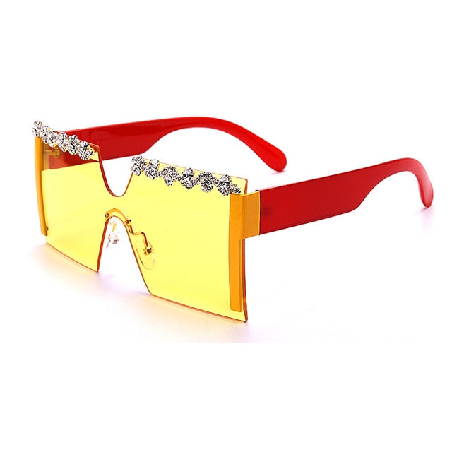 Calanovella Oversized Square Rimless Rhinestones Sunglasses