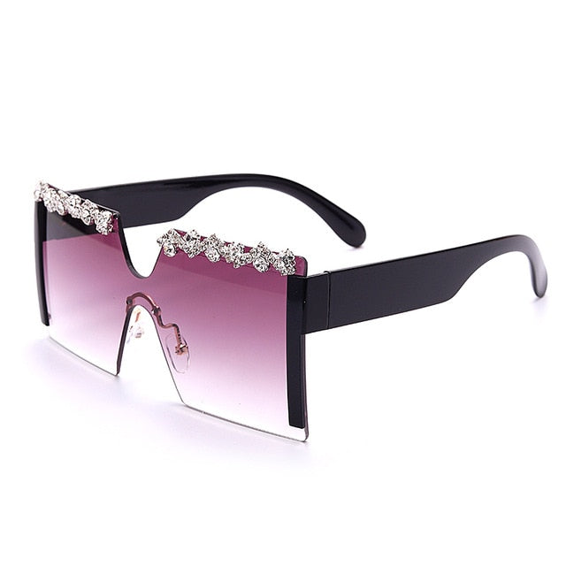 Calanovella Oversized Square Rimless Rhinestones Sunglasses