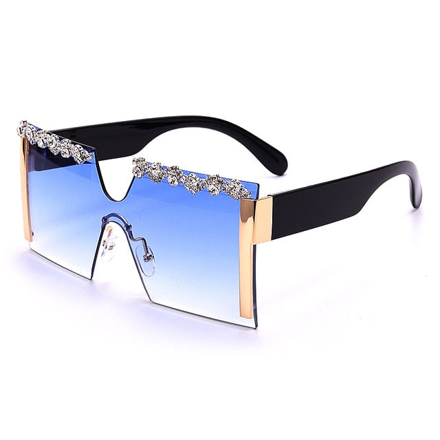 Calanovella Oversized Square Rimless Rhinestones Sunglasses