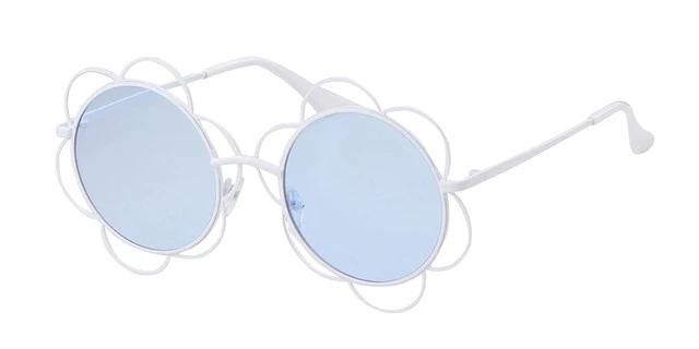 Calanovella Round Sunglasses Stylish Round Flower Sunglasses Oval Round Flowers Circle Frame Chic Sunnies Vintage Eighties Retro 2020 for Men Women black,red gray,pink,blue,yellow,white gray 39.99 USD