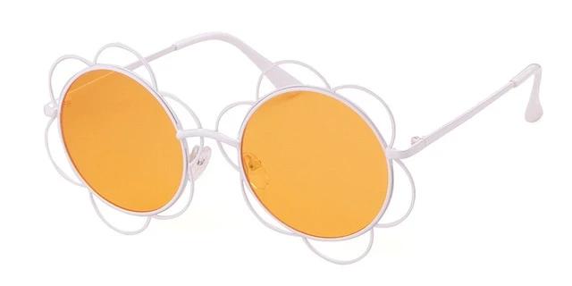 Calanovella Round Sunglasses Stylish Round Flower Sunglasses Oval Round Flowers Circle Frame Chic Sunnies Vintage Eighties Retro 2020 for Men Women black,red gray,pink,blue,yellow,white gray 39.99 USD
