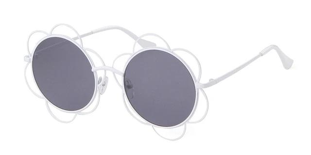 Calanovella Round Sunglasses Stylish Round Flower Sunglasses Oval Round Flowers Circle Frame Chic Sunnies Vintage Eighties Retro 2020 for Men Women black,red gray,pink,blue,yellow,white gray 39.99 USD