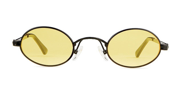 Calanovella Slim Oval Sunglasses Men Women Brand Designer Gold Frame Red Lens 90s Small Sun Glasses Vintage Tiny Retro Shades