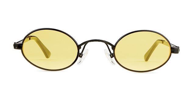 Calanovella Small Round Oval Sunglasses Men Women Gold Frame Red Lens 90s Slim Vintage Retro Sun Glasses - Calanovella.com
