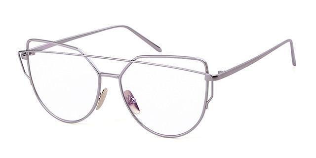 Calanovella Cat Eye Sunglasses fot Women Brand Design 90s Vintage Pink Gold Metal Frame Cateye Clear Eyeglasses - Calanovella.com