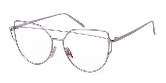 Calanovella Cat Eye Sunglasses fot Women Brand Design 90s Vintage Pink Gold Metal Frame Cateye Clear Eyeglasses - Calanovella.com
