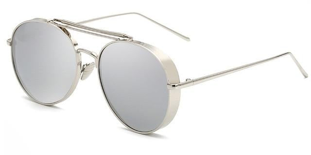 Calanovella Vintage Steampunk Sunglasses Men Women Luxury Brand Designer Gold Frame Mirror Lens Pilot Sun Glasses Female Shades
