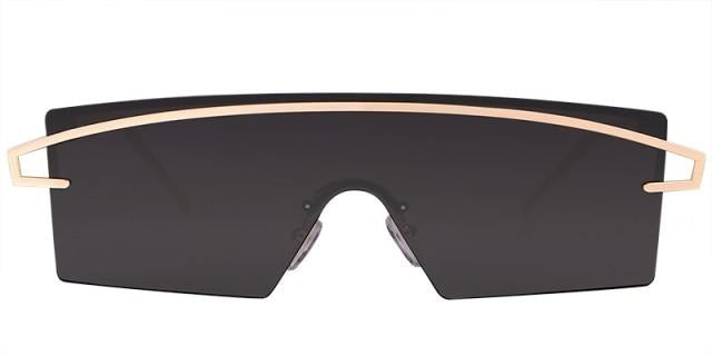 Calanovella Oversized Rimless Sunglasses Retro Vintage Big Square One Piece Rectangular Sun Glasses Mono Lens UV400