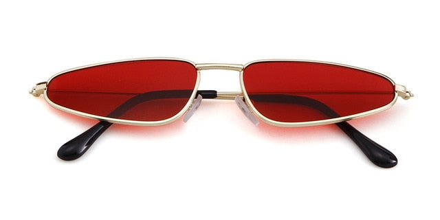 Calanovella Slim Cat Eye 90s Sunglasses for Women Retro Style Vintage Stylish Pink Yellow Red Lens