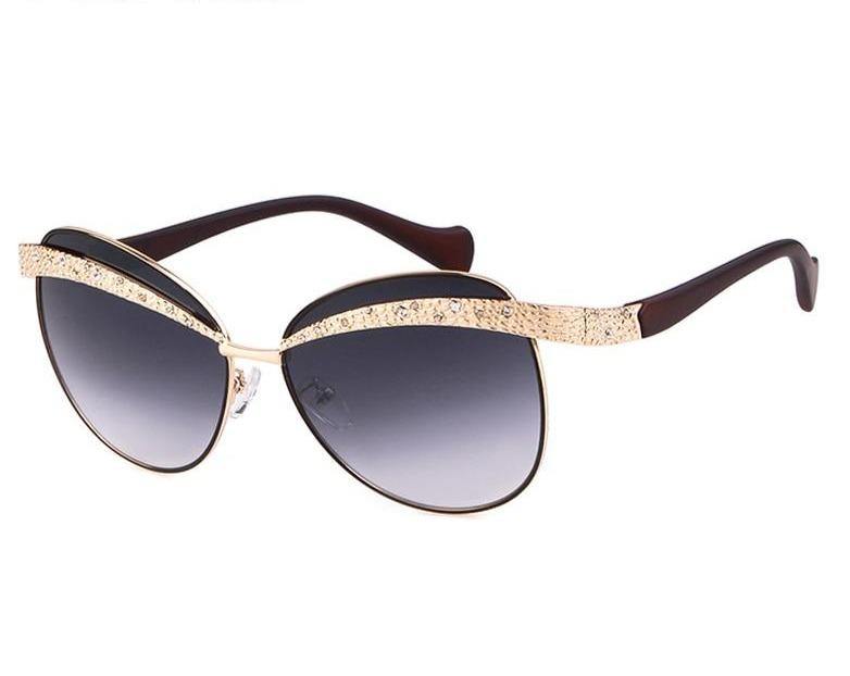 Calanovella Designer Sunglasses Women High Quality Brand Vintage Cool Gold Eyebrow Frameless Lady Sun Glasses - Calanovella.com