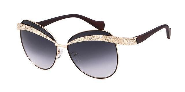 Calanovella Designer Sunglasses Women High Quality Brand Vintage Cool Gold Eyebrow Frameless Lady Sun Glasses - Calanovella.com