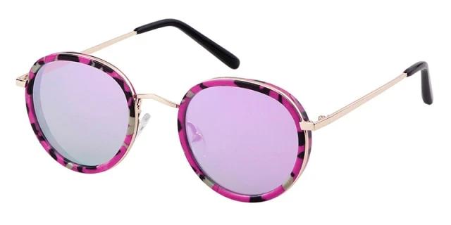 Calanovella Fashion Vintage Round Sunglasses Designer Marble Frame Reflective Sun Glasses UV400
