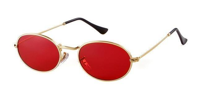Calanovella Round Oval Sunglasses Men Women Small Vintage Retro Pink Red Lens Sun Glasses - Calanovella.com