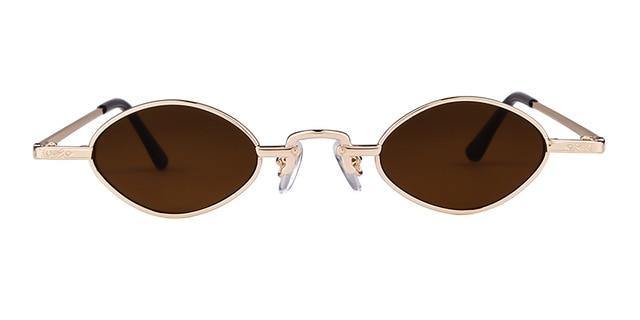Calanovella Small Oval Sunglasses Retro 90s Slim Rhombus Tiny Frame Sun Glasses - Calanovella.com