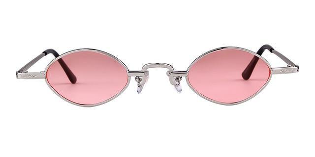 Calanovella Small Oval Sunglasses Retro 90s Slim Rhombus Tiny Frame Sun Glasses - Calanovella.com