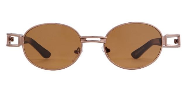 Calanovella Steampunk Sunglasses Retro Round Metal Men Women Brand Designer 90s Vintage Small Oval Sun Glasses UV400