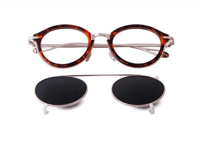 Calanovella Round Clip On Sunglasses Men Vintage Steampunk Classic Fashion Leopard Metal Frame Removable Flip Lens Sun Glasses - Calanovella.com