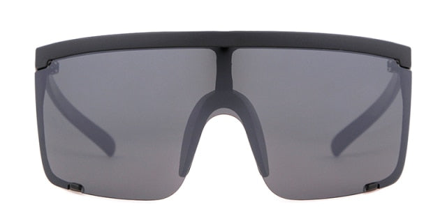 Calanovella Oversized Shield Visor One Piece Windproof Flat Top Sunglasses