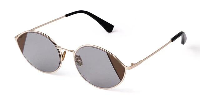 Calanovella Vintage Cute Oval Round Cat Eye Sunglasses for Women Metal