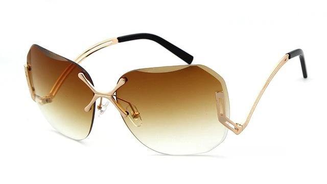 Calanovella Rimless Tint Lens Sunglasses Women's Stylish Square Frameless Sun Glasses - Calanovella.com