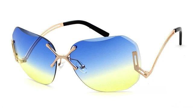 Calanovella Rimless Tint Lens Sunglasses Women's Stylish Square Frameless Sun Glasses - Calanovella.com