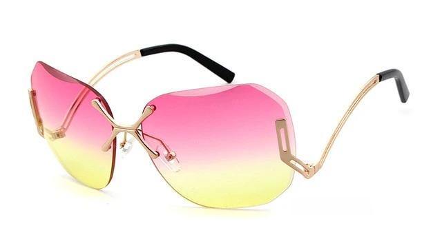 Calanovella Rimless Tint Lens Sunglasses Women's Stylish Square Frameless Sun Glasses - Calanovella.com