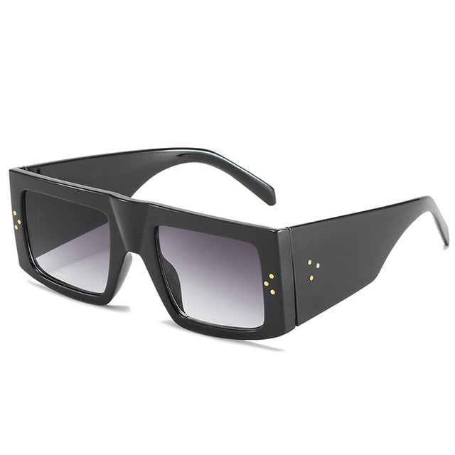 Calanovella Vintage Black Square Sunglasses Women Men Brand Design