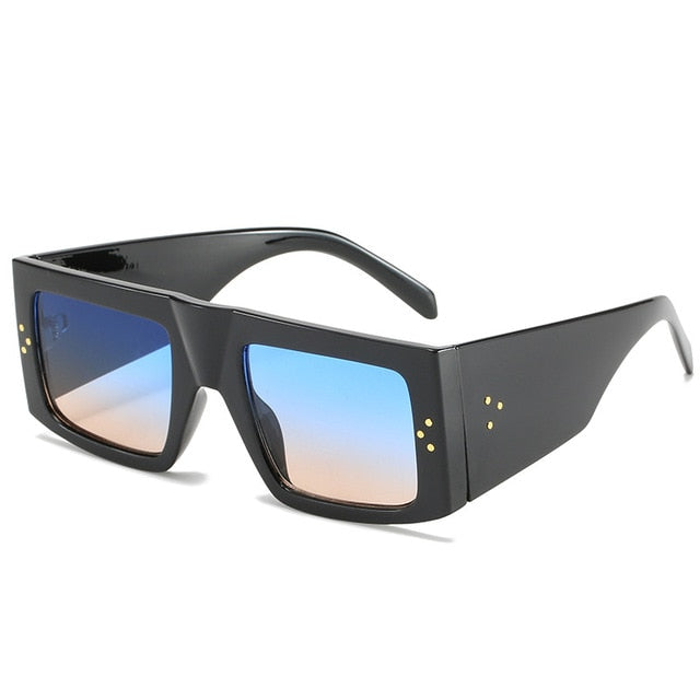 Calanovella Vintage Black Square Sunglasses Women Men Brand Design