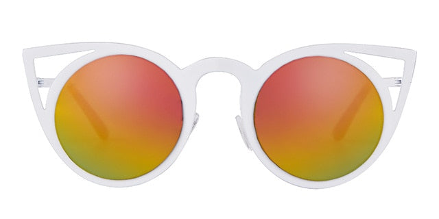 Calanovella Round Cat Eye Sunglasses Women Brand Designer Retro Vintage Pink Mirror Cateye Sun Glasses Female Shades