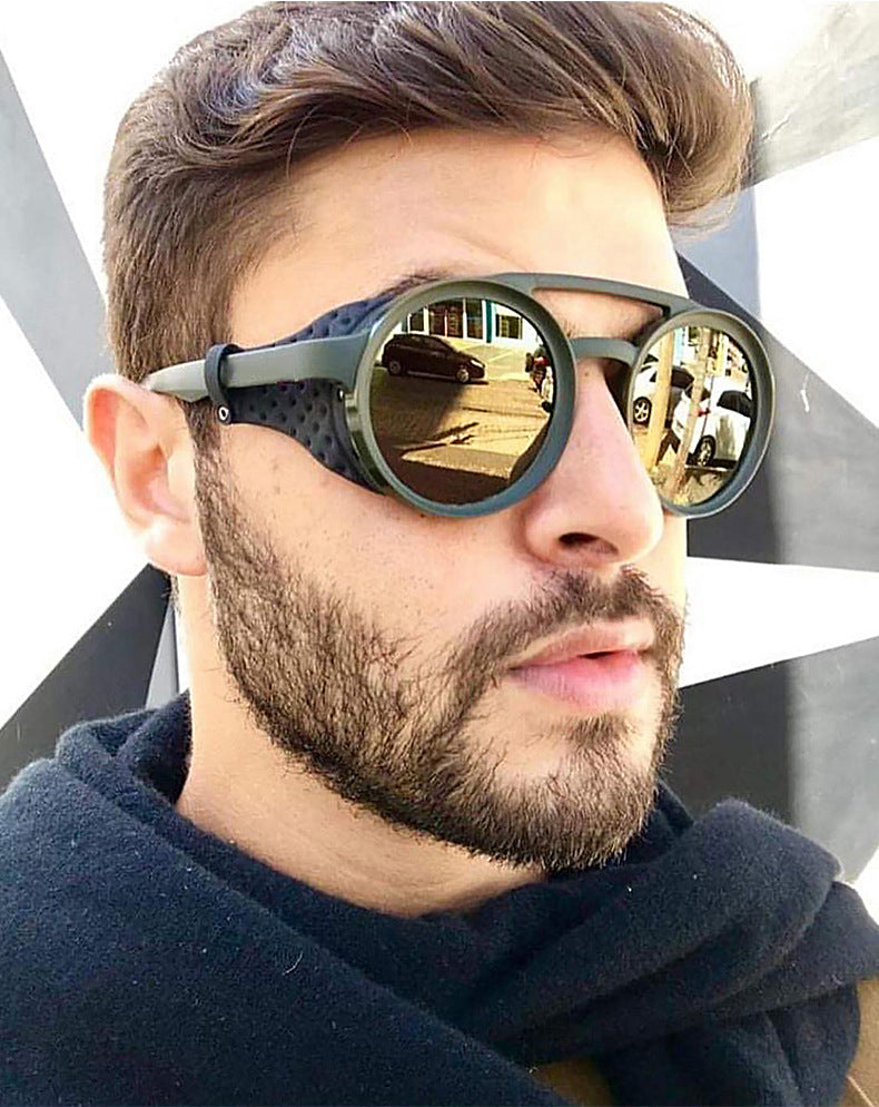 Calanovella Steampunk Round Sunglasses Stylish Classic Oval Round Steampunk Sunglasses with Side Shields Cool Oval Round Frame Vintage Eighties Retro 2020 Polarized UV400 for Men Women black,brown,blue gray,transparent gray,gradient brown,white gray 39.99 USD