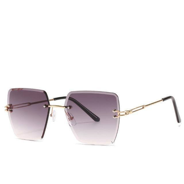 Calanovella Oversized Rimless Square Sunglasses Women's Stylish Frameless Sun Glasses UV400 - Calanovella.com