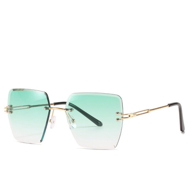 Calanovella Oversized Square Rimless Sunglasses Designer Vintage