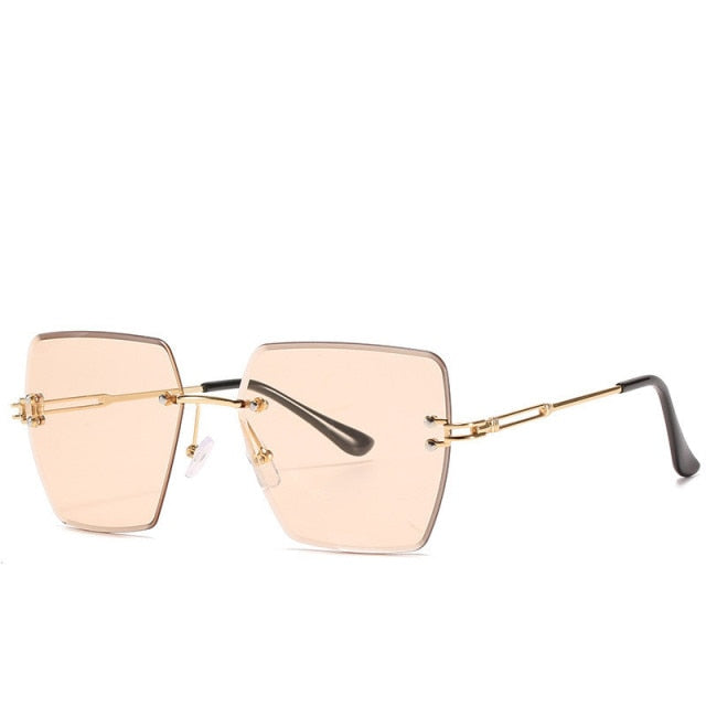 Calanovella Oversized Square Rimless Sunglasses Designer Vintage