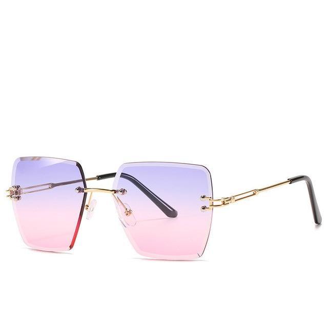 Calanovella Oversized Rimless Square Sunglasses Women's Stylish Frameless Sun Glasses UV400 - Calanovella.com
