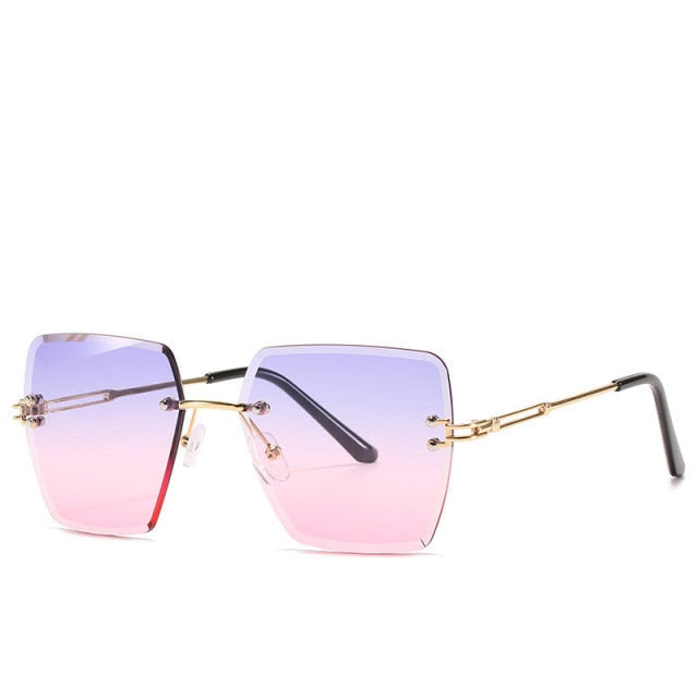Calanovella Oversized Square Rimless Sunglasses Designer Vintage