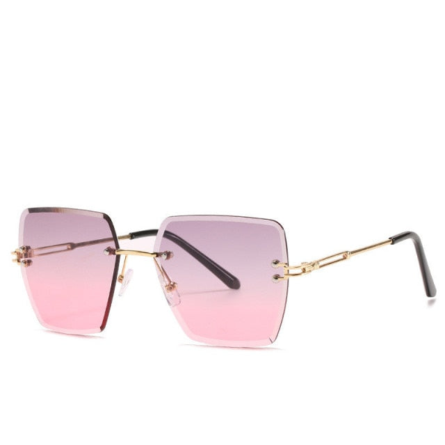 Calanovella Oversized Square Rimless Sunglasses Designer Vintage