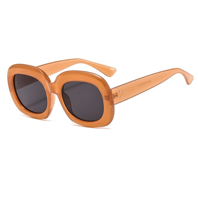 Calanovella Square Sunglasses Women Rivet Brand Design 90s Retro Thick Chunky Frame Flat Top Sun Glasses