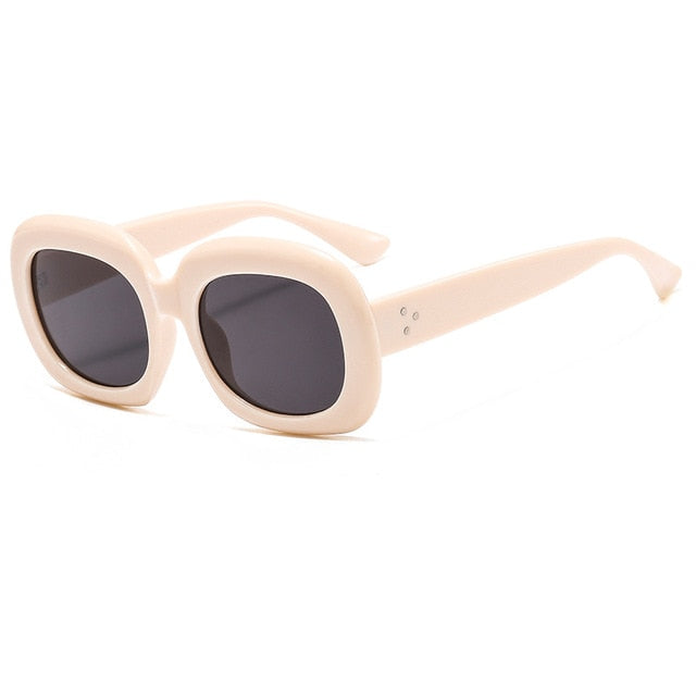 Calanovella Square Sunglasses Women Rivet Brand Design 90s Retro Thick Chunky Frame Flat Top Sun Glasses