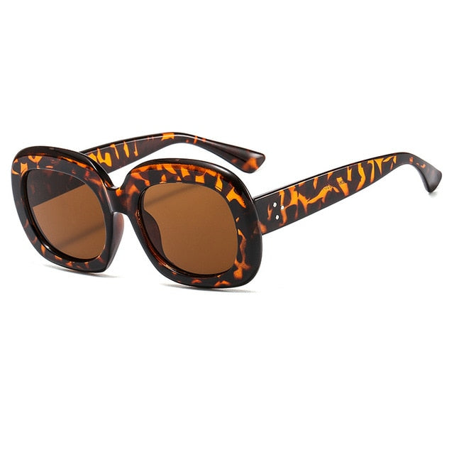 Calanovella Square Sunglasses Women Rivet Brand Design 90s Retro Thick Chunky Frame Flat Top Sun Glasses
