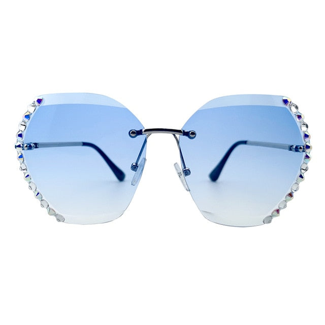 Calanovella Stylish Crystal Diamond Rhinestones Oversized Sunglasses