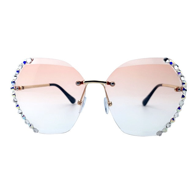 Calanovella Stylish Crystal Diamond Rhinestones Oversized Sunglasses