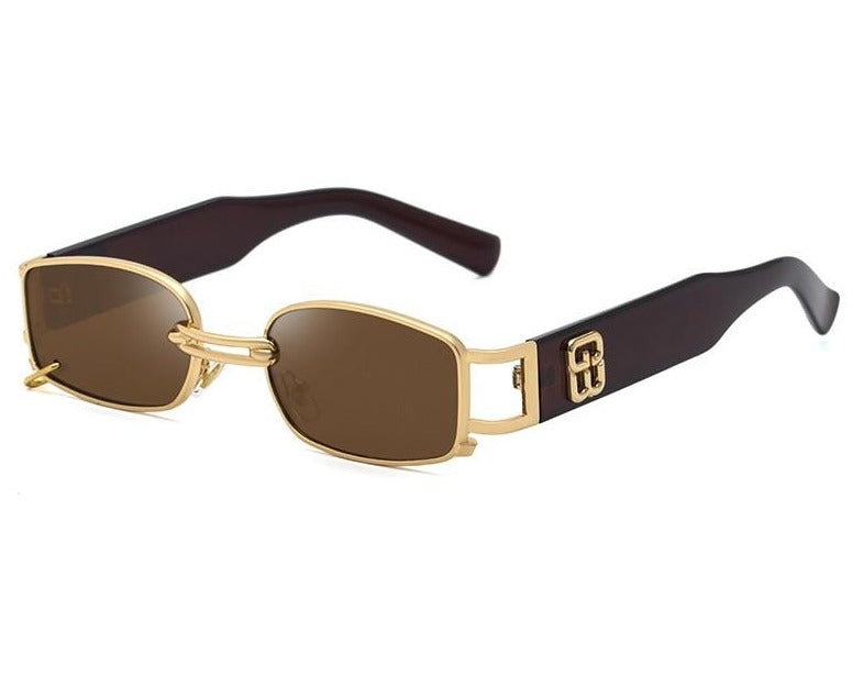 Calanovella Retro Cool Rectangle Sunglasses Men Brand Design Metal