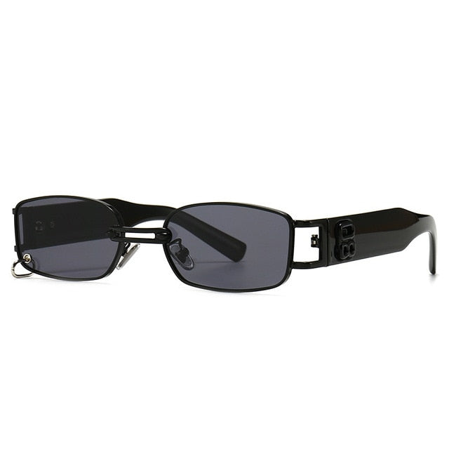 Calanovella Retro Cool Rectangle Sunglasses Men Brand Design Metal