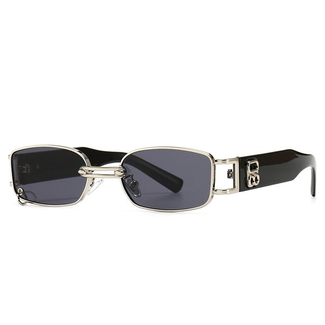 Calanovella Retro Cool Rectangle Sunglasses Men Brand Design Metal