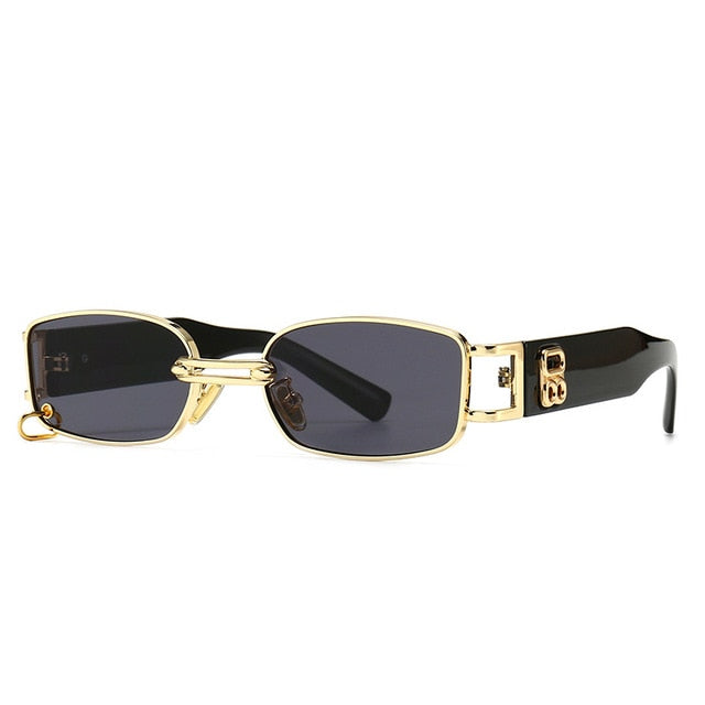 Calanovella Retro Cool Rectangle Sunglasses Men Brand Design Metal