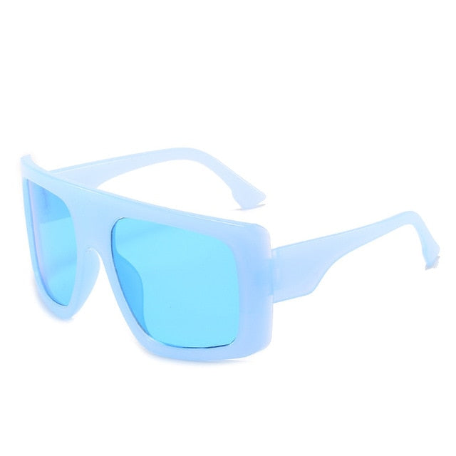 Calanovella One Piece Shield Square Sunglasses Vintage Oversized Trendy Sun Glasses