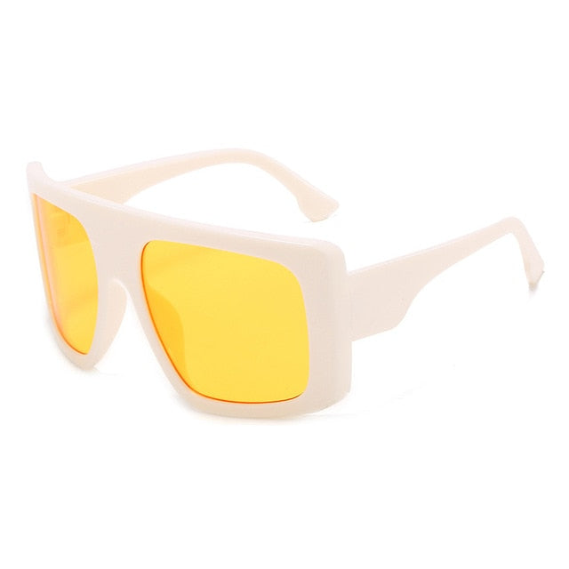 Calanovella One Piece Shield Square Sunglasses Vintage Oversized Trendy Sun Glasses