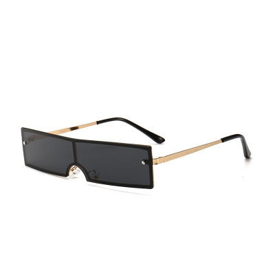 Calanovella Sunglasses Men Women New Fashion Small Rectangle Sunglasses Rimless Sunglasses Black Vintage Glasses